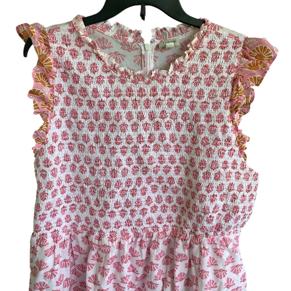 J. Crew Pink Orange Mini Dress Ruffle Sleeve Women’s Size 3X Style BR622 - Picture 4 of 9